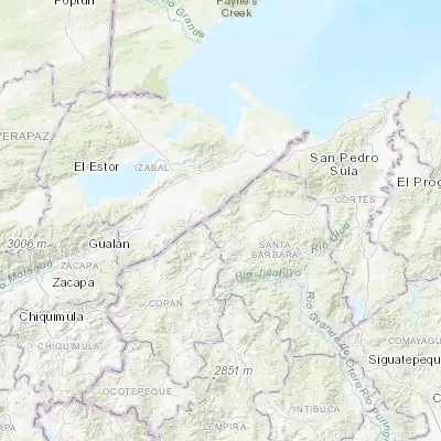Map showing location of Tras Cerros (15.300000, -88.666670)