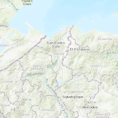 Map showing location of Villanueva (15.314760, -87.993830)