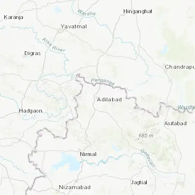 Map showing location of Ādilābād (19.672030, 78.535900)