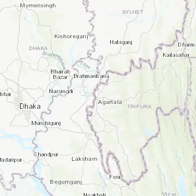 Map showing location of Agartala (23.836050, 91.279390)