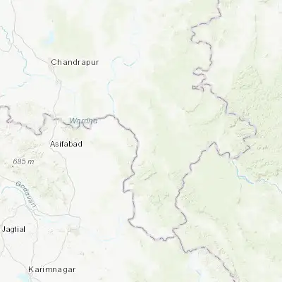 Map showing location of Ahiri (19.413860, 80.003590)