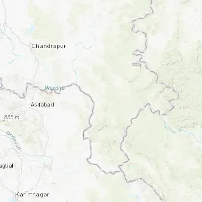 Map showing location of Allāpalli (19.431720, 80.063770)