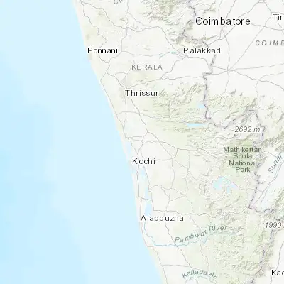 Map showing location of Aluva (10.107640, 76.351580)