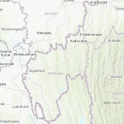 Map showing location of Āmbāsa (23.936000, 91.854360)