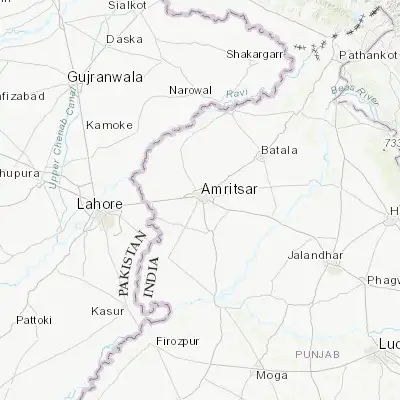Map showing location of Amritsar (31.622340, 74.875340)