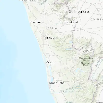 Map showing location of Angamāli (10.190550, 76.387890)