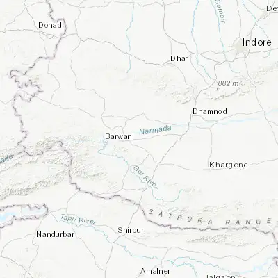 Map showing location of Anjad (22.041710, 75.055190)