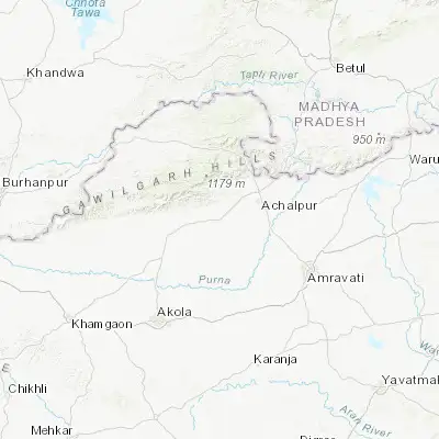 Map showing location of Anjangaon (21.165160, 77.309100)