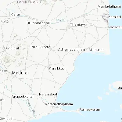 Map showing location of Arantāngi (10.172350, 78.991180)