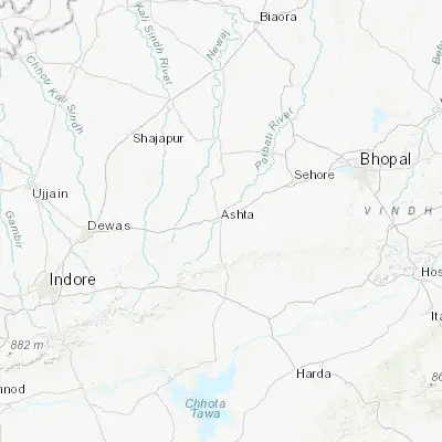 Map showing location of Ashta (23.017540, 76.722080)