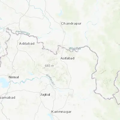 Map showing location of Asifābād (19.358510, 79.284150)