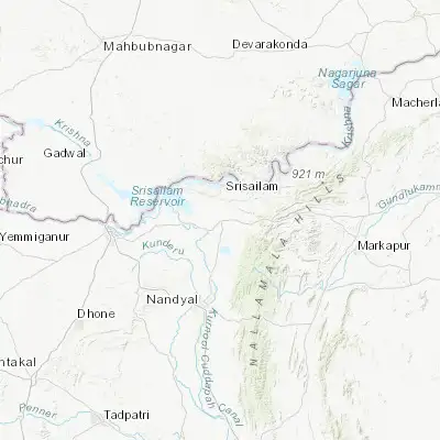 Map showing location of Atmakūr (15.881090, 78.587040)