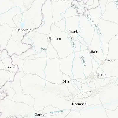 Map showing location of Badnāwar (23.021810, 75.232680)