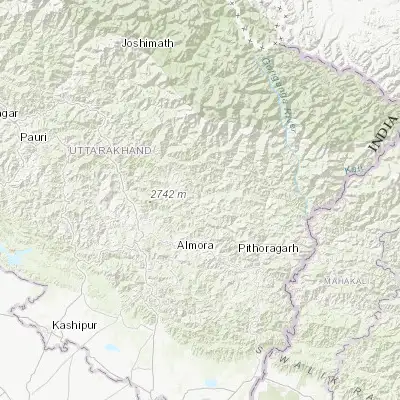 Map showing location of Bāgeshwar (29.837380, 79.771610)