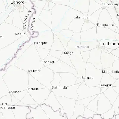 Map showing location of Bāgha Purāna (30.688090, 75.098380)