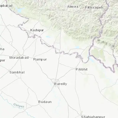 Map showing location of Baheri (28.774160, 79.497400)