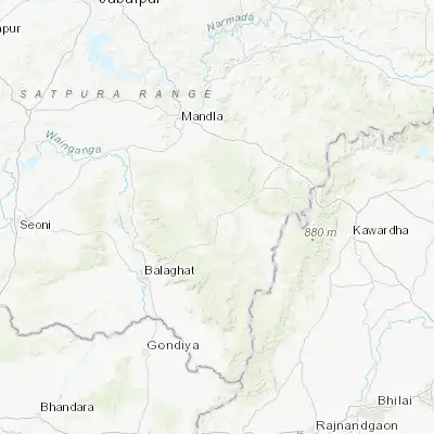 Map showing location of Baihar (22.101330, 80.549670)