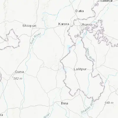 Map showing location of Bāmor Kalān (24.892980, 78.151050)