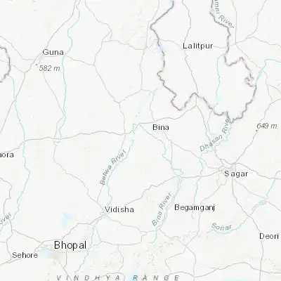 Map showing location of Bamora (24.055390, 78.089250)