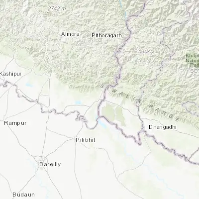 Map showing location of Banbasa (28.991320, 80.076080)