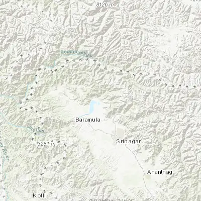 Map showing location of Bandipura (34.417280, 74.643080)