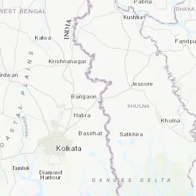 Map showing location of Bangaon (23.045530, 88.830840)
