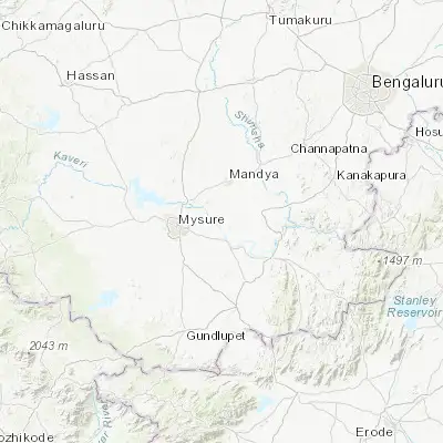 Map showing location of Bannūr (12.332950, 76.862010)