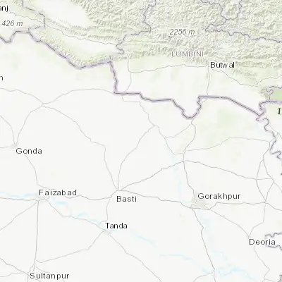 Map showing location of Bānsi (27.177490, 82.934420)