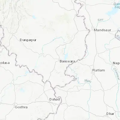 Map showing location of Bānswāra (23.541090, 74.442500)