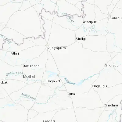 Map showing location of Basavana Bāgevādi (16.572780, 75.972520)