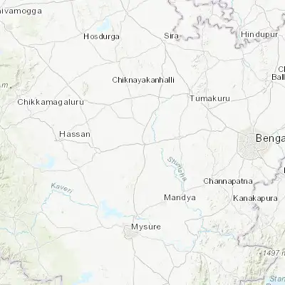 Map showing location of Bellūru (12.981400, 76.733080)