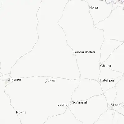 Map showing location of Bhādāsar (28.314570, 74.289520)