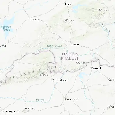 Map showing location of Bhainsdehi (21.644910, 77.630230)