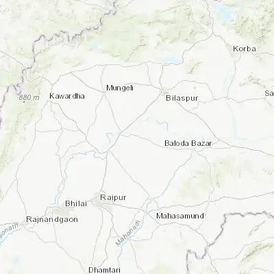 Map showing location of Bhātāpāra (21.735000, 81.947110)