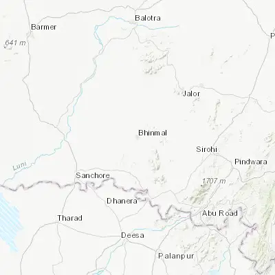 Map showing location of Bhīnmāl (24.999440, 72.271410)