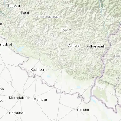 Map showing location of Bhowali (29.389850, 79.504810)
