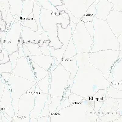 Map showing location of Biaora (23.920500, 76.910740)