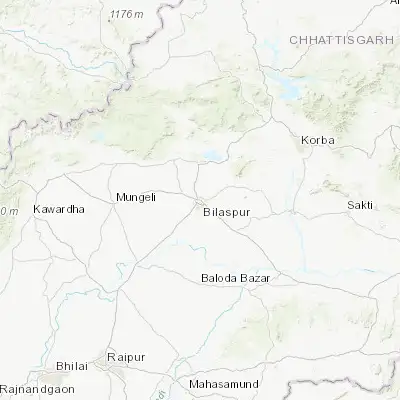 Map showing location of Bilāspur (22.080050, 82.155430)