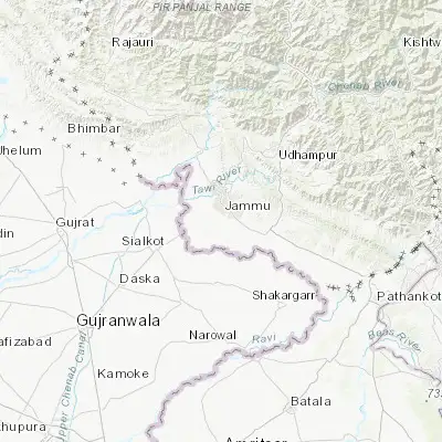 Map showing location of Bishnāh (32.610600, 74.855570)
