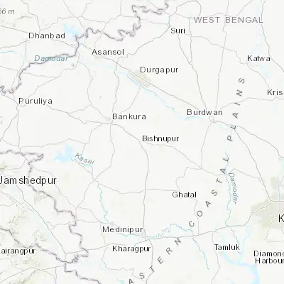 Map showing location of Bishnupur (23.073800, 87.319910)