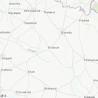 Map showing location of Budaun (28.038110, 79.126680)