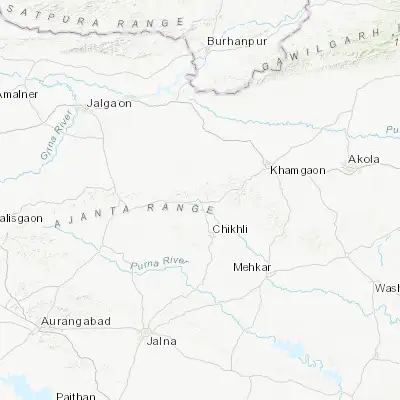 Map showing location of Buldāna (20.529330, 76.184570)
