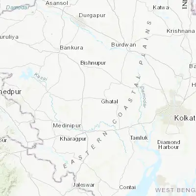 Map showing location of Chandrakona (22.733330, 87.516670)