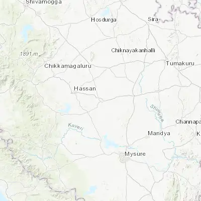 Map showing location of Channarāyapatna (12.906420, 76.387750)