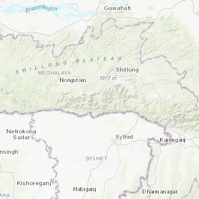 Map showing location of Cherrapunji (25.300890, 91.696190)
