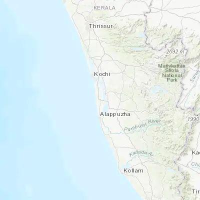 Map showing location of Cherthala (9.684440, 76.335580)