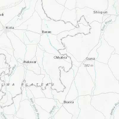 Map showing location of Chhabra (24.664720, 76.843790)