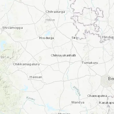 Map showing location of Chiknāyakanhalli (13.416090, 76.620630)