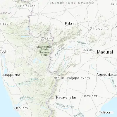 Map showing location of Chinnamanūr (9.839990, 77.381090)