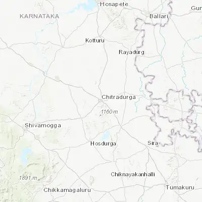 Map showing location of Chitradurga (14.222620, 76.400380)
